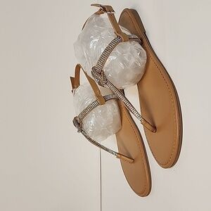 Madden girl Tan Embellished Knott T- strap sandals Size 8.5 NWOT